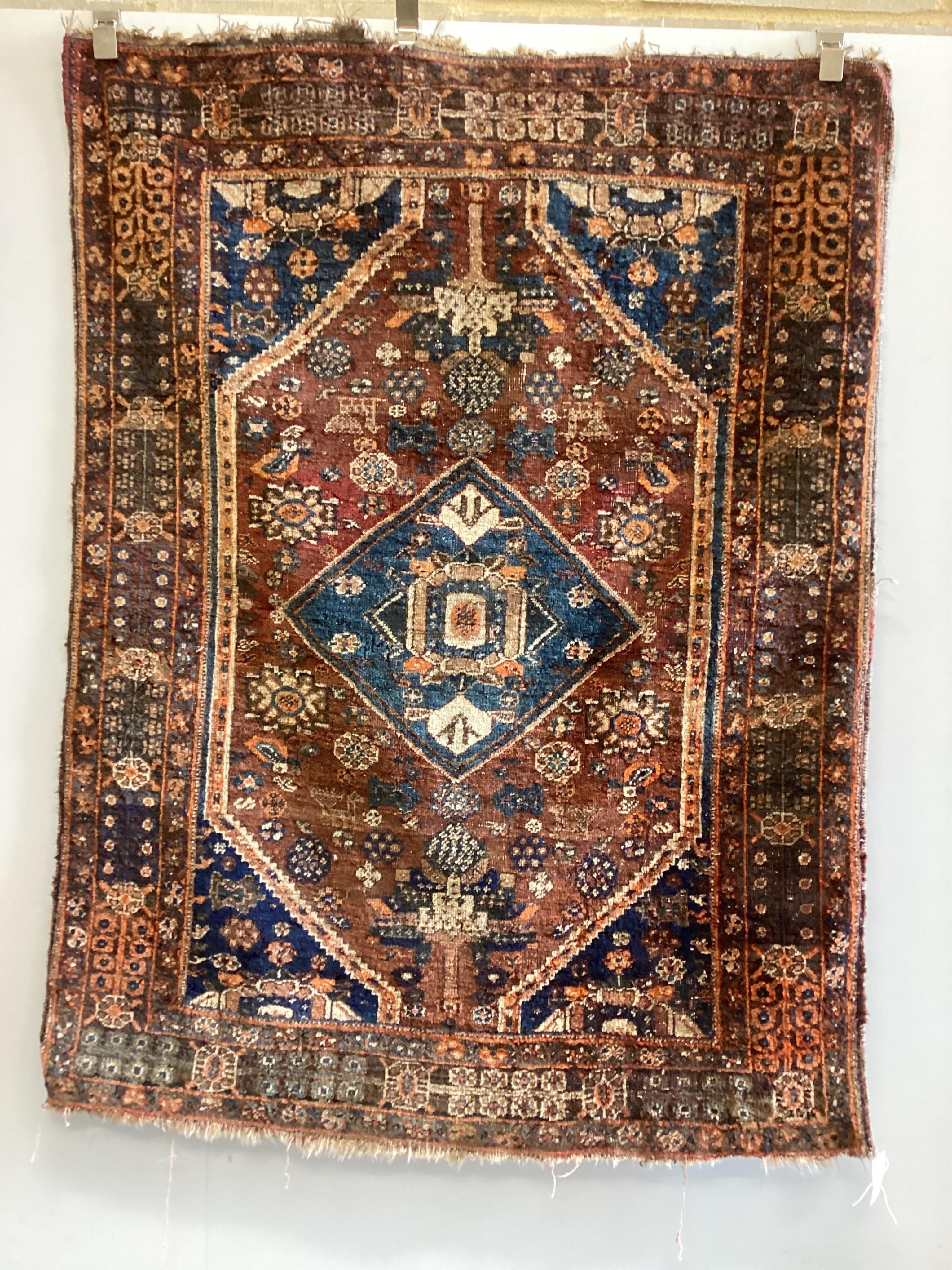 An antique North West Persian rug, 160 x 118cm. Condition - poor-fair